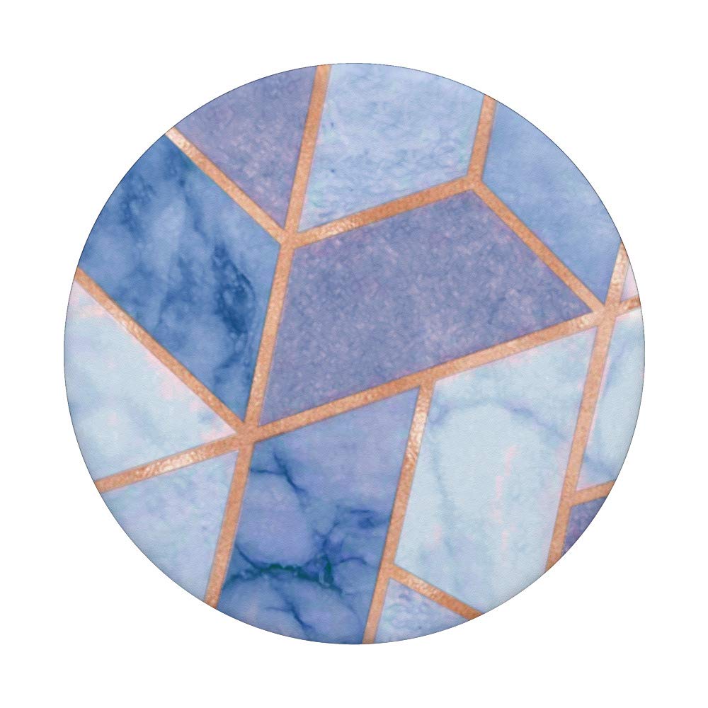Light Blue Marble Effect Golden Rose Geometric Chic Design PopSockets PopGrip - Swappable Phone Grip for iPhone, Samsung & Tablets - Perfect for Work, Travel & Selfies
