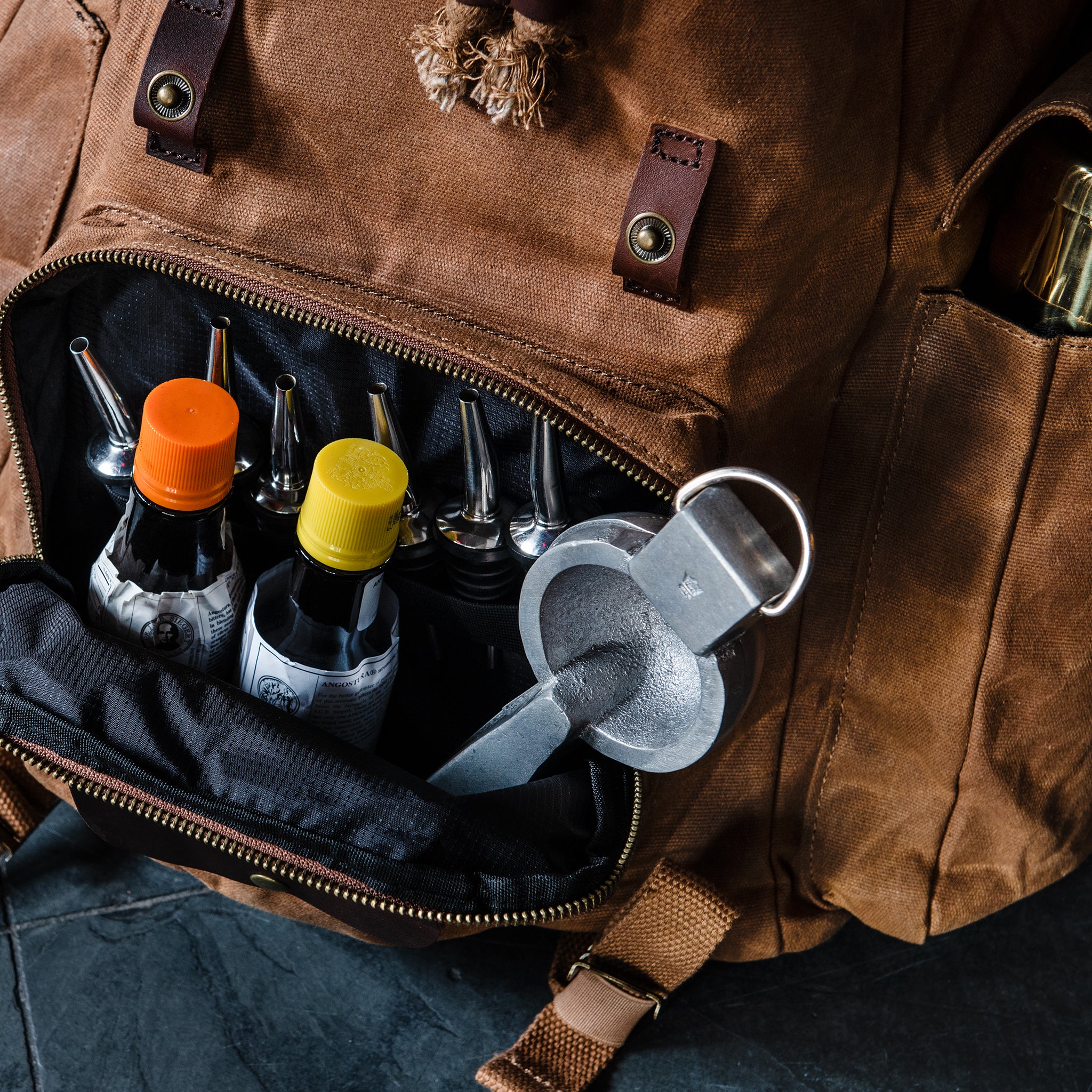 Professional Bartender Backpack - Gray, Durable & Stylish Bar Tool Organizer for Cocktail Mixing, Bartending & Travel Use