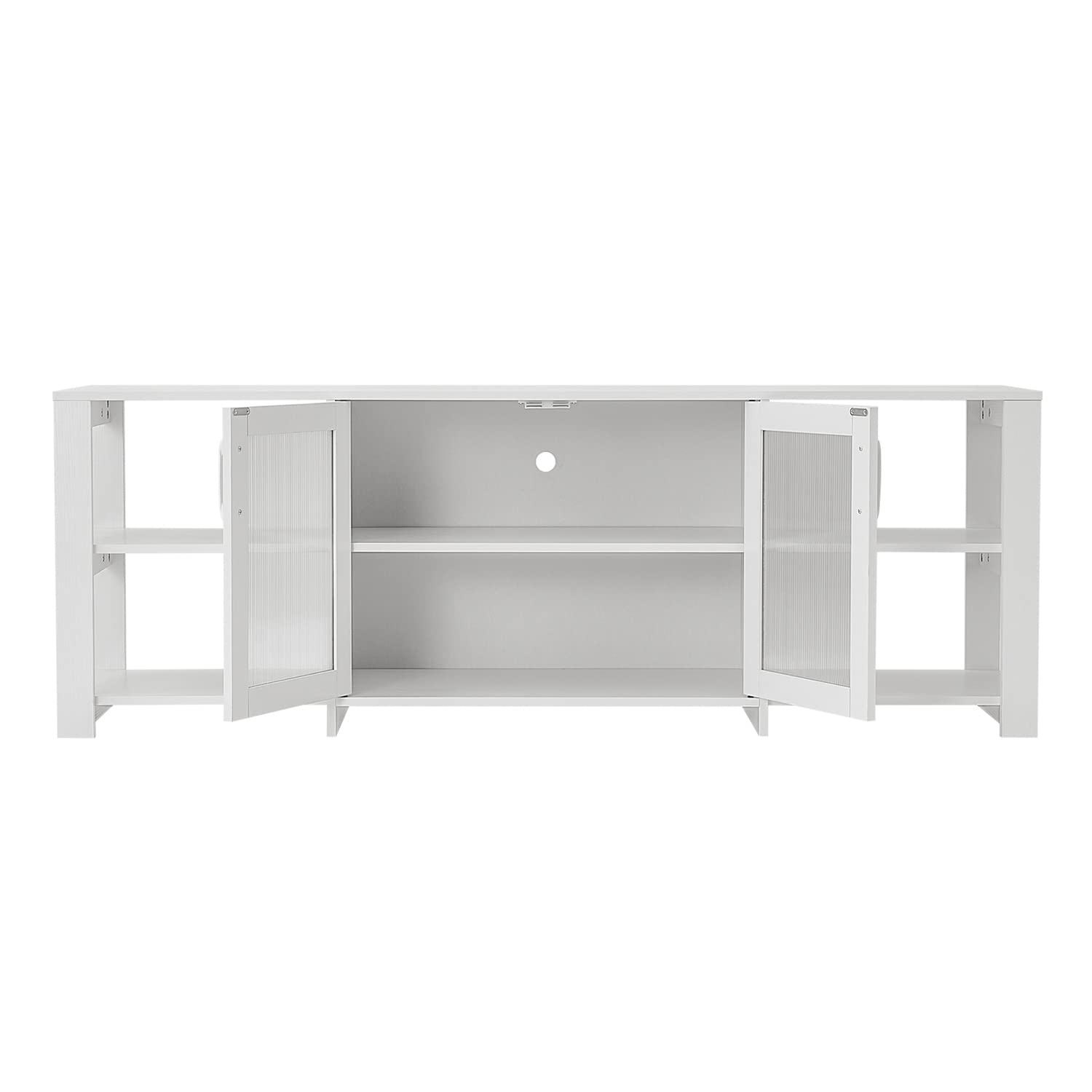 Panana 70 Inch TV Stand with 2 Doors & 4 Storage Cubby - Modern Entertainment Center TV Console for Living Room & Bedroom - Perfect for Organizing Media Devices & Home Decor (White) - Ideal for Small Spaces & Apartment Living
