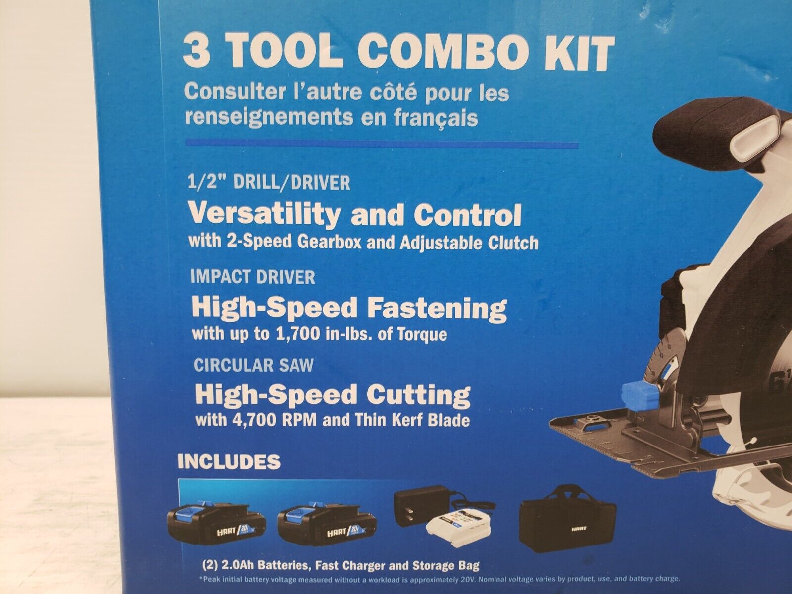 Hart HPCK322BCA 3-Tool Combo Kit with Drill, Impact Driver & Reciprocating Saw - Perfect for DIY Home Improvement & Construction Projects
