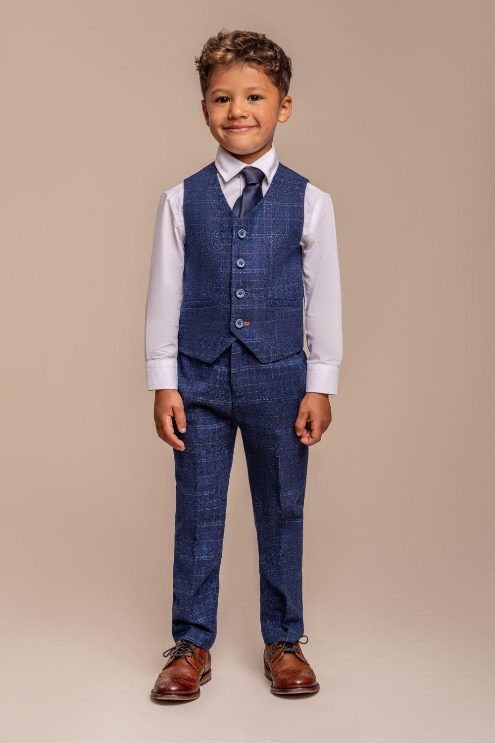 Cavani Kaiser Boys 3-Piece Blue Slim Fit Suit for Formal Events, Weddings & Special Occasions