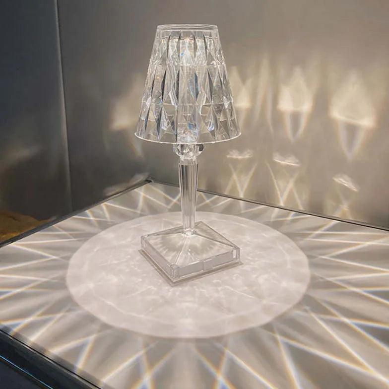 Crystal Clear Ambient Table Lamp - Modern LED Night Light for Bedroom, Living Room, and Office Decor