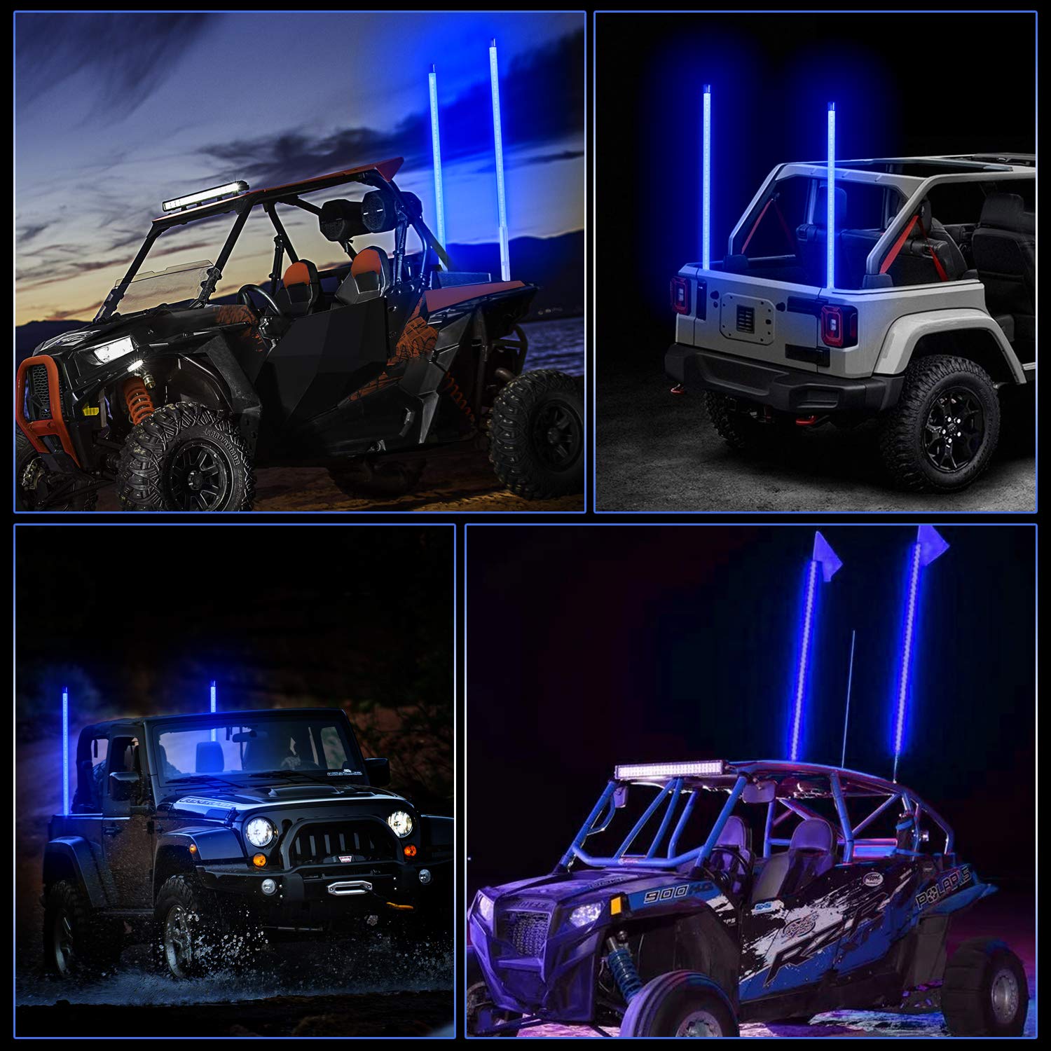 3ft LED Light Whip for ATV UTV - Blue LED Whip Lights for RZR Polaris Off-Road Vehicles, Sand Dune Buggies & 4x4 Trucks - Durable Off-Road Lighting Accessory for Night Riding & Trail Adventures