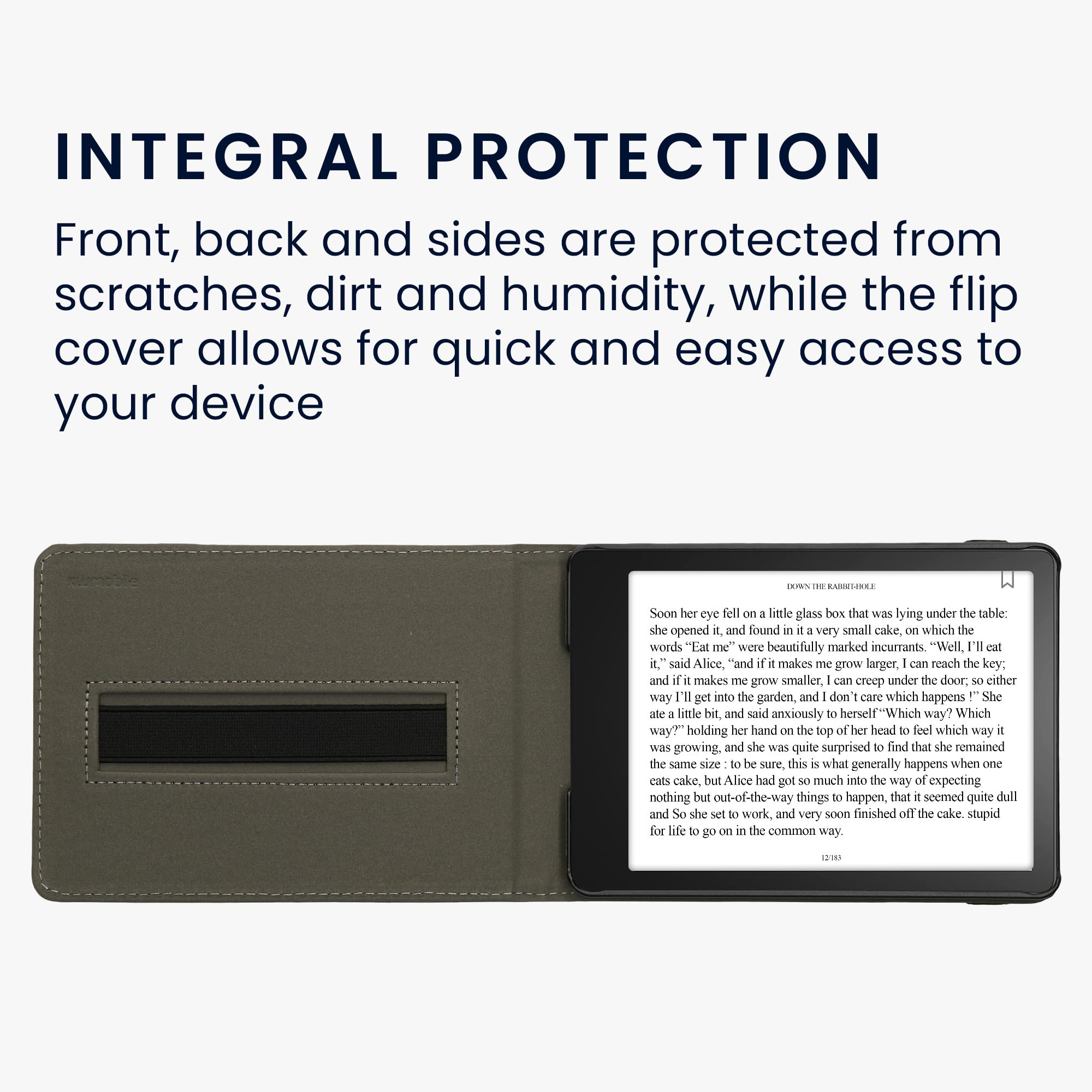 kwmobile Protective Case for Amazon Kindle Paperwhite 11th Generation (2021) - Stand & Hand Strap - Cat Design in Orange/Black/White - Perfect for Reading, Travel & Daily Use