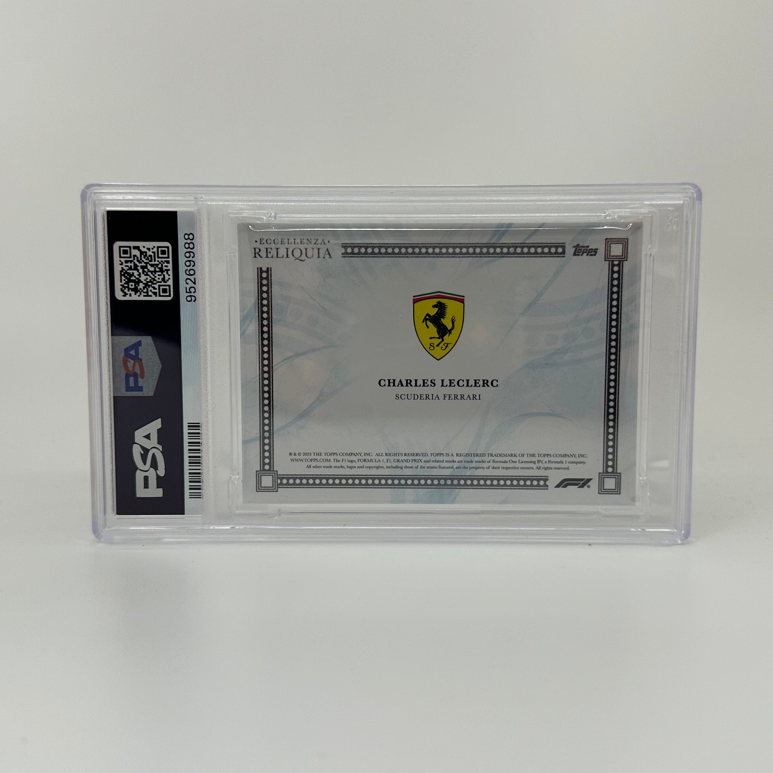 PSA 9 Graded 48/49 Charles Leclerc Blue 2023 Topps Eccellenza Relic Card - Perfect for F1 Collectors and Racing Memorabilia Displays