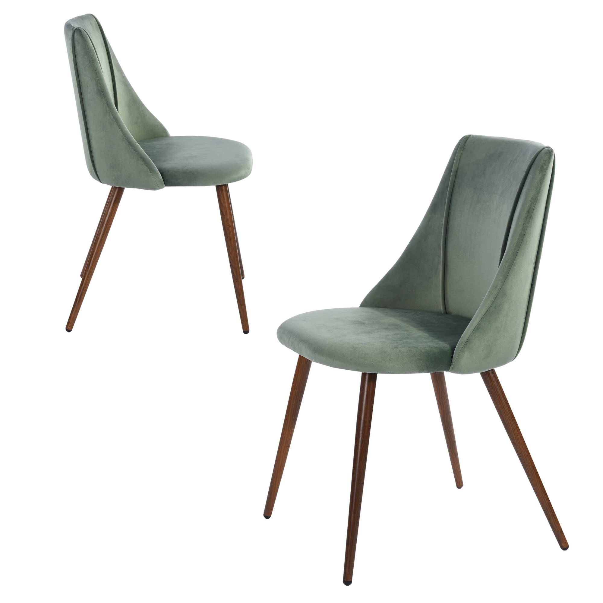 Luxury Velvet Dining Chairs Set of 2 - Modern Upholstered Kitchen Side Chairs with Soft Cushion & Sturdy Metal Legs for Home, Restaurant - Elegant Accent Chairs (Cactus Green) - Perfect for Dining Rooms, Kitchens, Cafés and Small Spaces