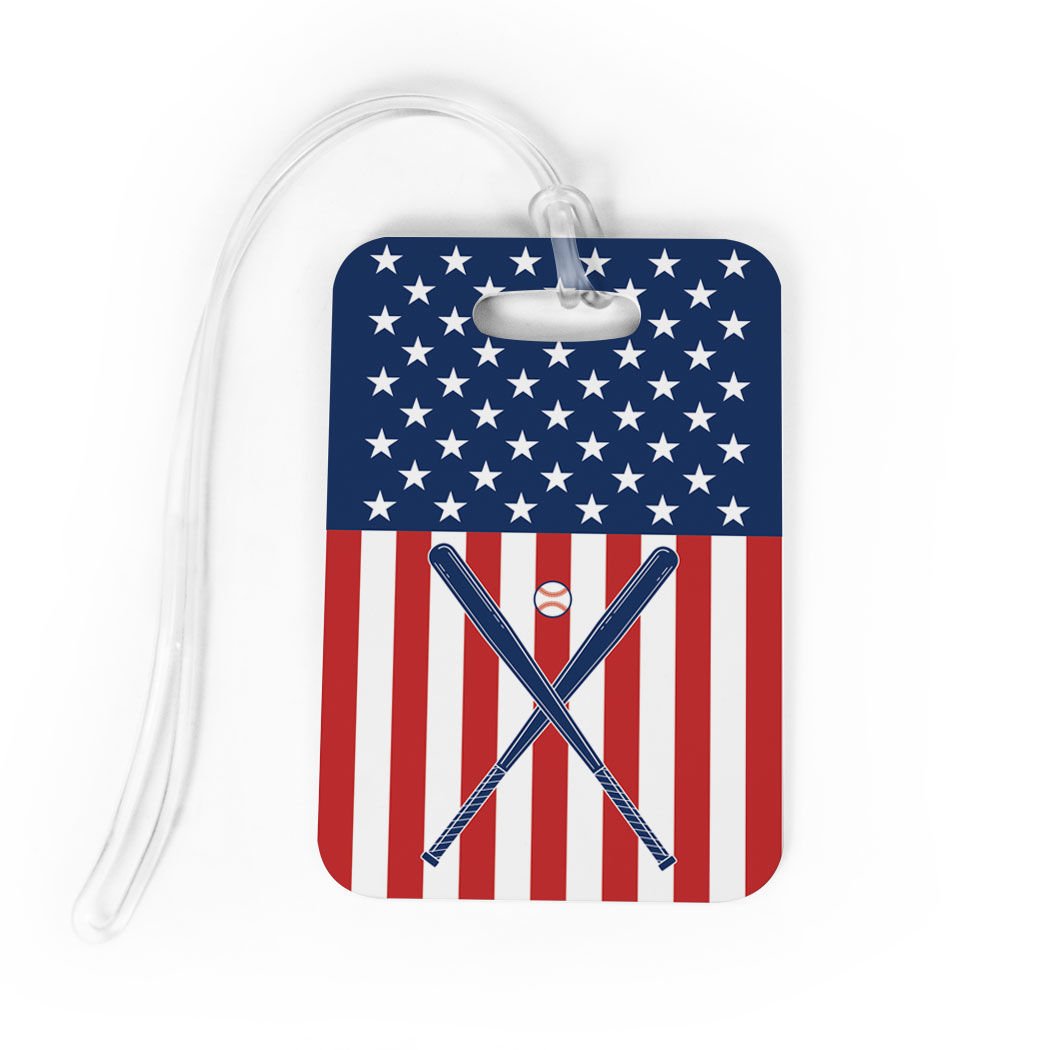 ChalkTalkSPORTS - Personalized Baseball Luggage Tag & Bag ID - Custom Engraved USA Baseball Gift for Travel - Perfect for Suitcases, Backpacks, and Sports Equipment