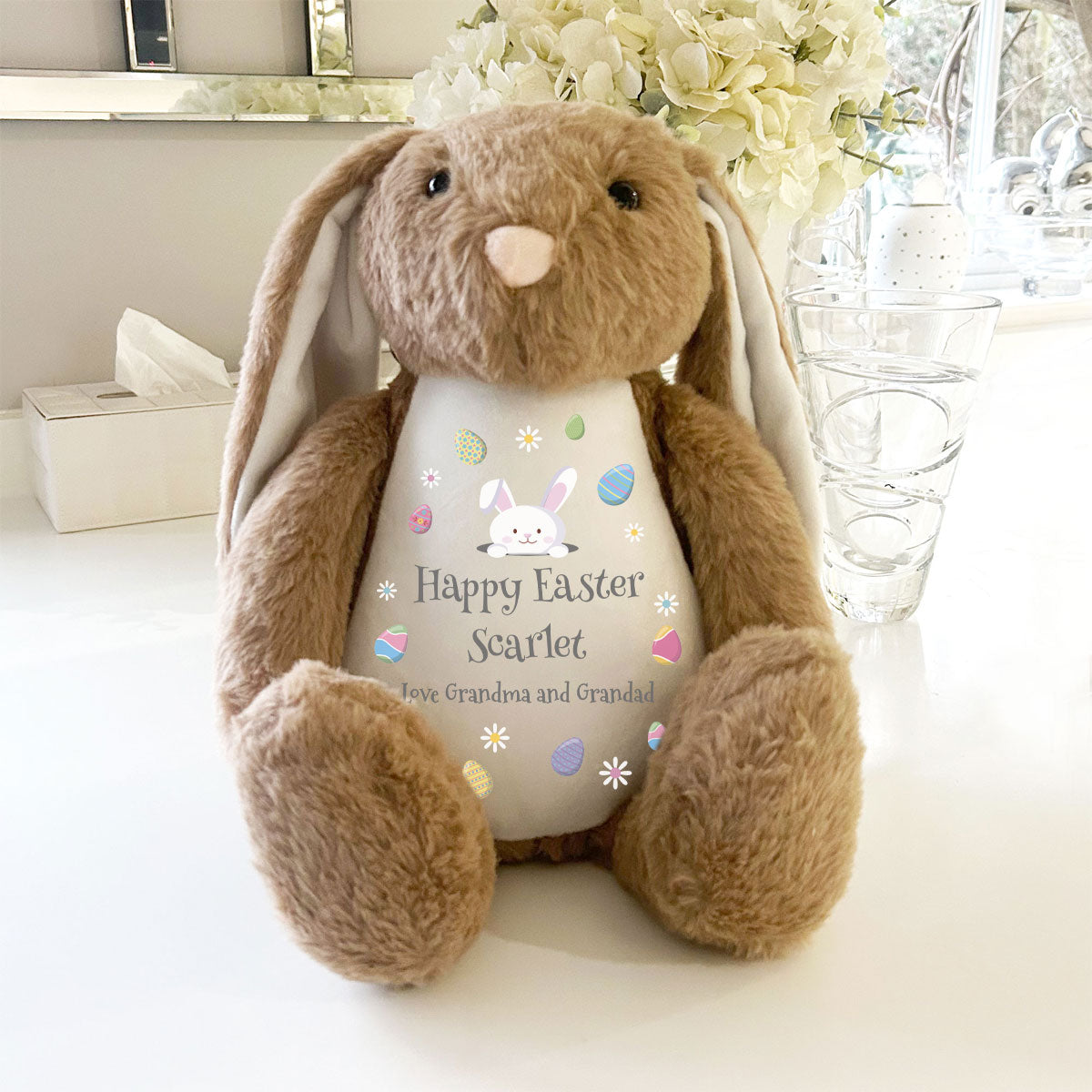 Personalized Voice Message Easter Bunny Plush Toy - Brown - Perfect for Easter Gifts, Kids' Surprise Presents & Holiday Decorations
