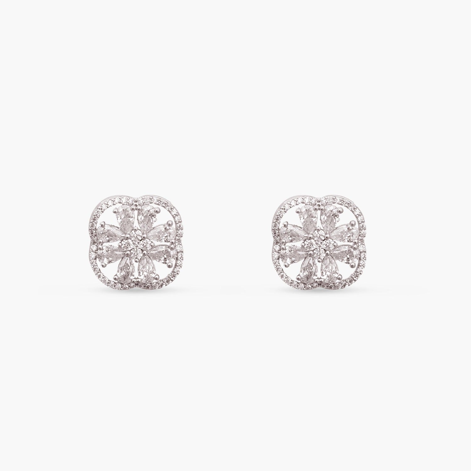 Elegant Petal CZ Stud Earrings for Women – Hypoallergenic Cubic Zirconia Flower Earrings – Perfect for Weddings, Parties & Everyday Wear