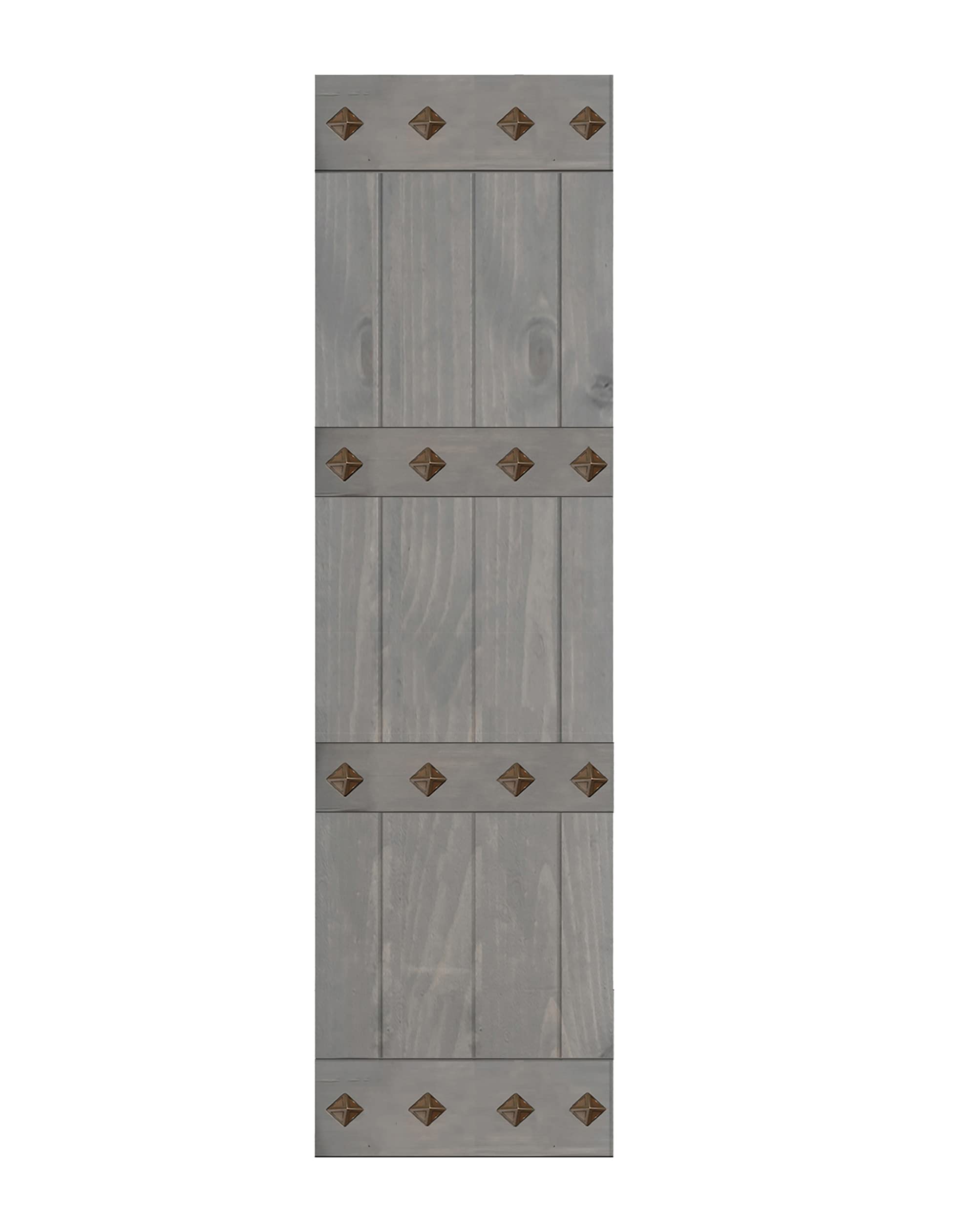 24in x 84in DIY Sliding Barn Door Kit - Mid-Century Modern Knotty Pine Wood Interior Door Slab - French Gray Finish - Easy Assembly (Hardware Not Included) | Perfect for Bedroom, Closet, or Home Office Renovation