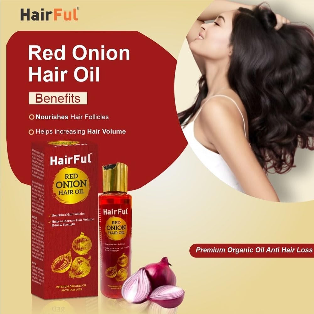 Red Onion Hair Oil for Hair Growth & Scalp Health - Stops Hair Fall, Strengthens Hair, Promotes Thicker & Healthier Hair (120ml) - Perfect for Daily Hair Care & Scalp Nourishment