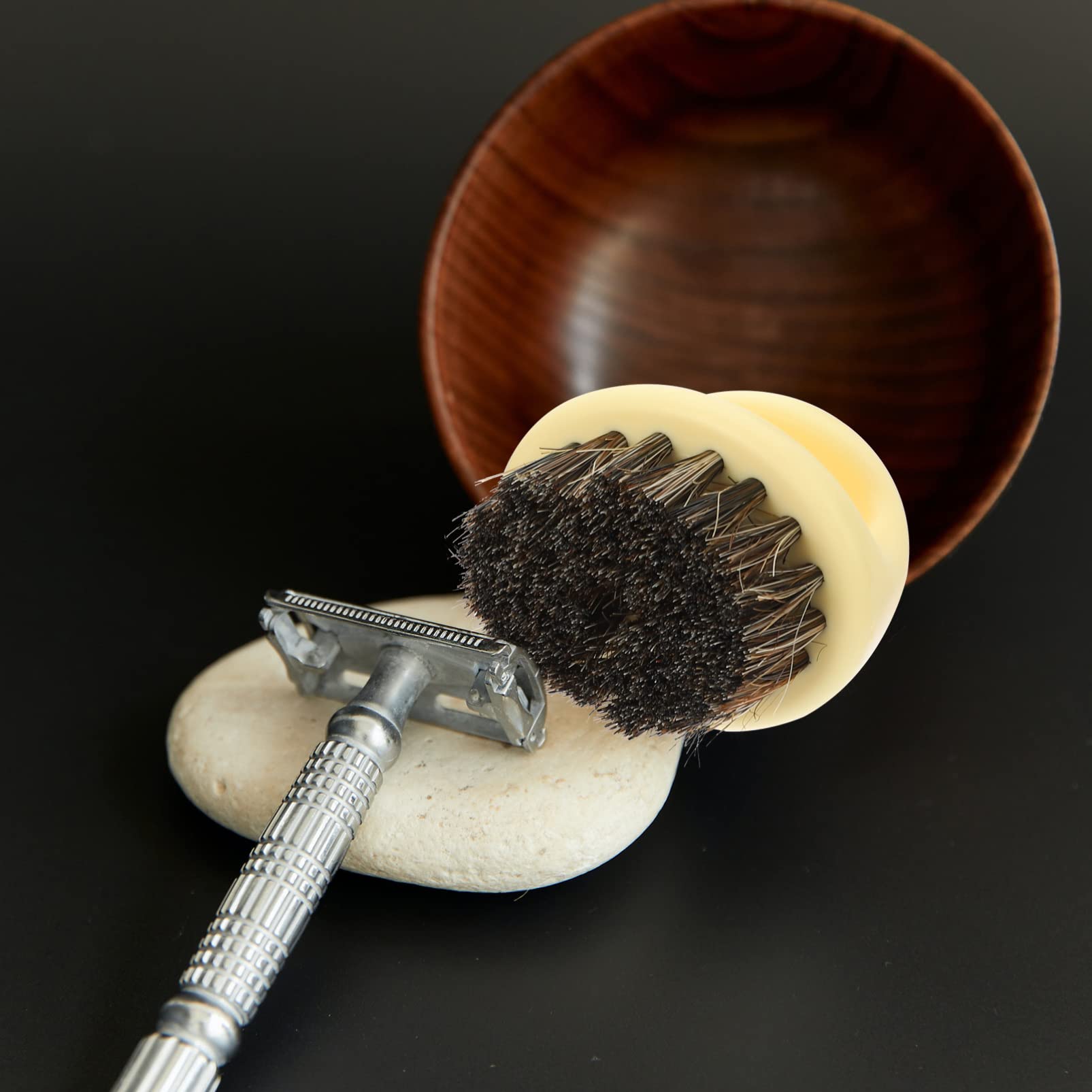 Professional Beard Cleaning Brushes Set of 2 - Wooden Handle Barber Fade & Mustache Brushes for Men's Grooming | Perfect for Salon, Home Shaving & Facial Hair Care