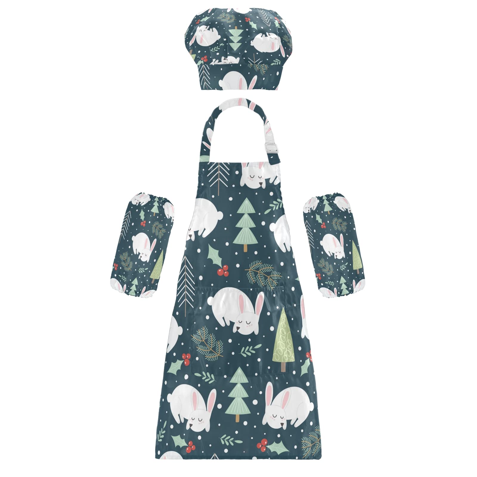 Kids Chef Apron Set with Hat - Adjustable Cooking Baking Apron for Boys & Girls - Perfect for Kitchen Play, Baking Classes & Pretend Cooking