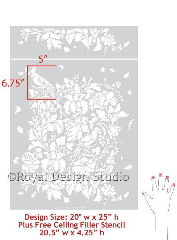 French Floral Damask Wall Stencil - Reusable DIY Painting Template for Home Decor, Bedroom, Nursery & Living Room - Perfect for Accent Walls, Furniture & Craft Projects