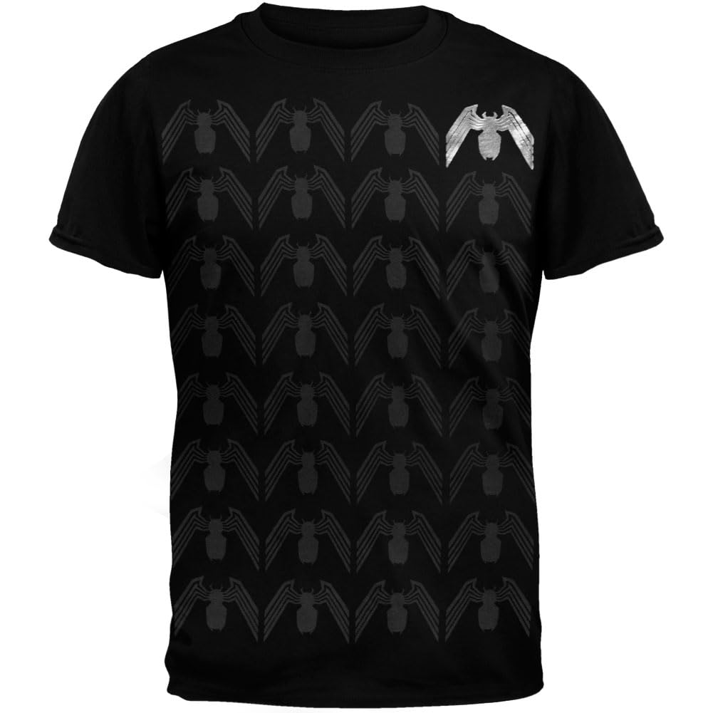Spider-Man Men's Foil Print Soft Cotton T-Shirt - Black Superhero Graphic Tee for Casual Wear & Comic Con Cosplay