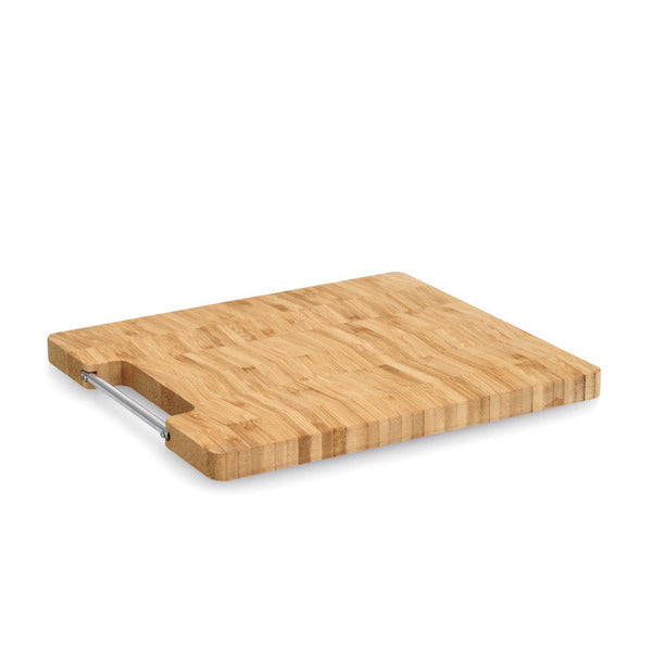 Premium Bamboo Cutting Board with Metal Handle - Durable & Stylish for Kitchen, BBQ, and Serving - Various Shapes Available