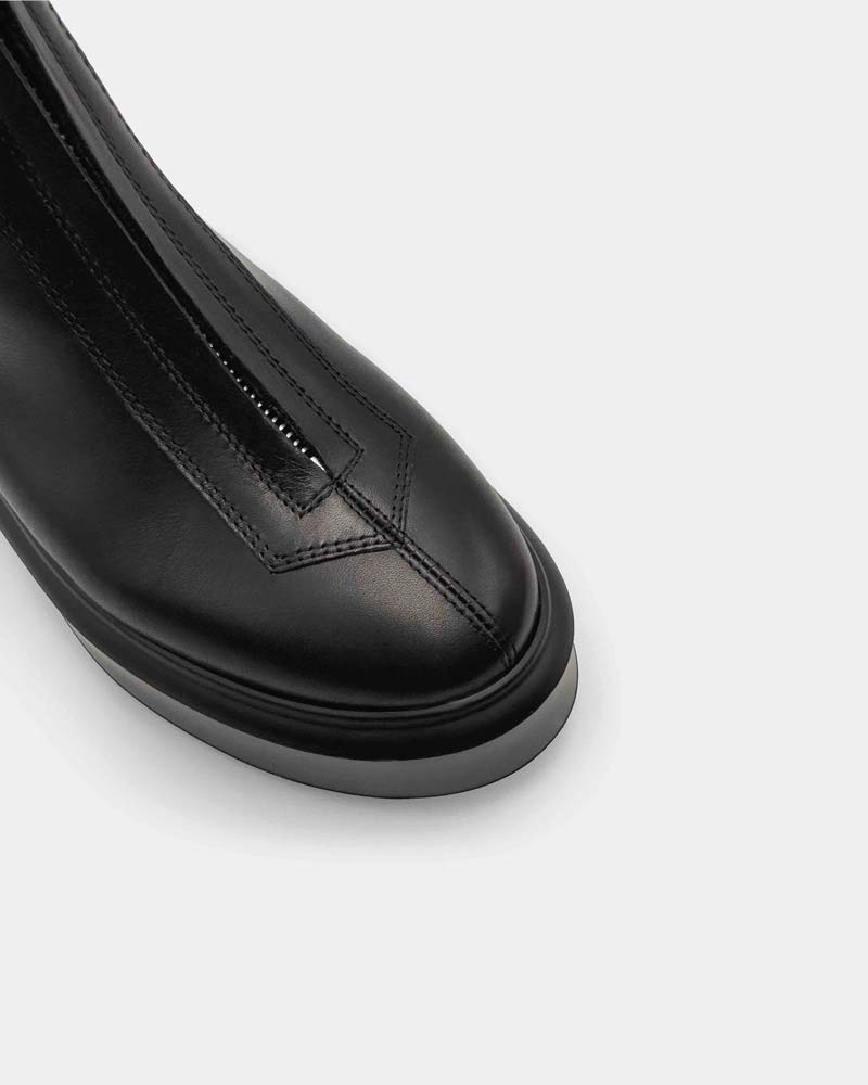 Stylish Black Leather Platform Ankle Boots for Women - Chunky Heel & Comfortable Walking Shoes | Perfect for Fall Fashion, Night Out & Casual Wear