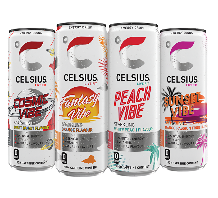 CELSIUS Fantasy Vibe Energy Drink 12 Pack (12x355ml) - Zero Sugar, 200mg Caffeine, Refreshing Citrus Flavor - Boost Energy for Workouts, Gaming & Study