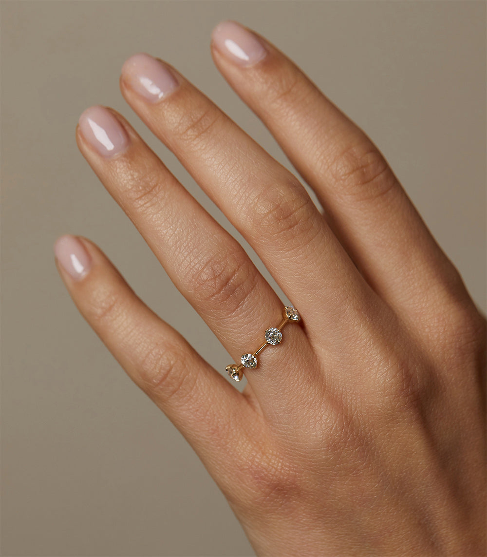 Billie 4 Diamond Unique Wedding Band for Women - Elegant 14K Gold/Platinum Engagement Ring, Perfect for Brides, Anniversaries & Special Occasions