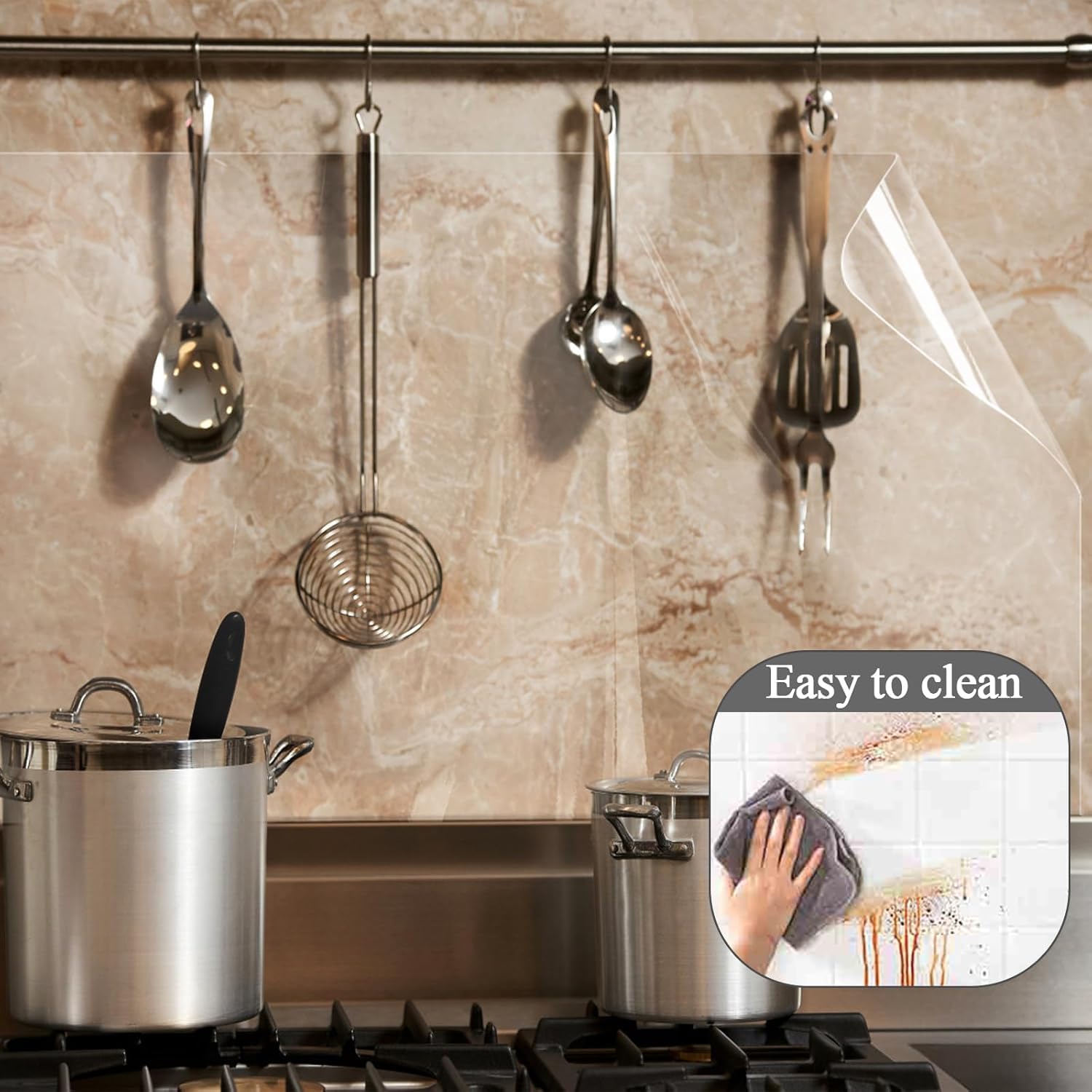 WALLMATE™ Peel and Stick Kitchen Backsplash - Oil Proof, Heat Resistant Self-Adhesive Film (12x60 Inch, Clear Matte) - Perfect for Countertops, Cabinets & DIY Kitchen Remodeling