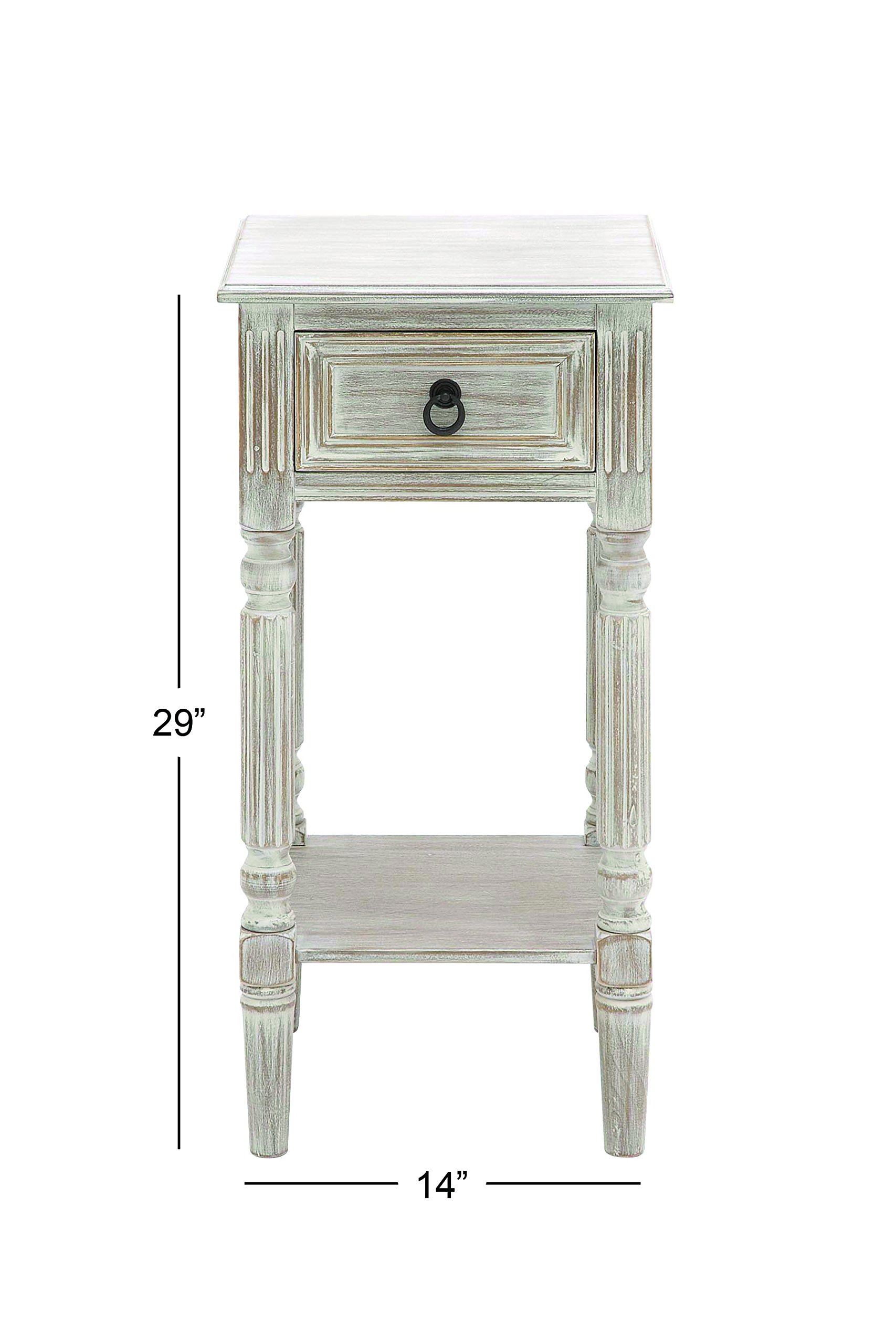 Deco 79 White Wooden Accent Side Table with Drawer and Shelf - 14