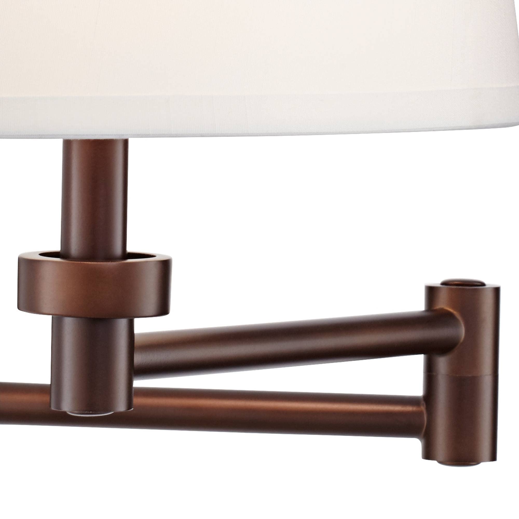 360 Lighting Vero Modern Swing Arm Wall Lamp with USB Charging Port - Oil Rubbed Bronze Plug-in Light Fixture with Cream Drum Shade - Perfect for Bedroom, Living Room, Hallway & Dining Areas (Reading Light, Nightstand Lamp, Home Decor)