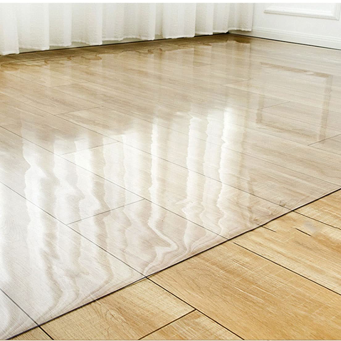 Durable Transparent Hard-Floor Chair Mat - Non-Slip PVC Office Chair Mat & Floor Protector - Clear Runner Rug for Kitchen, Bathroom, Home & Office - Waterproof Custom Size Floor Carpet (Ideal for Protecting Hardwood Floors from Office Chair Wheels & Spills)