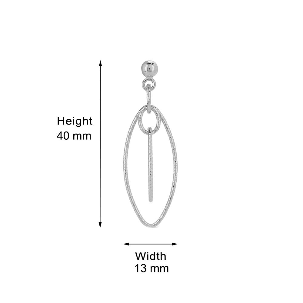 Vanbelle 925 Sterling Silver Rhodium Plated Diamond Cut Textured Interlinked Multi Oval Earrings for Women - Elegant Handcrafted Jewelry Gift for Birthday, Anniversary & Special Occasions