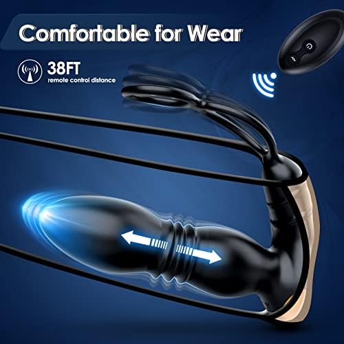 **Powerful Thrusting Anal Vibrator with Prostate Massager & Penis Ring - 9 Vibration & Thrust Modes, APP-Controlled Male Adult Sex Toy for Men & Couples - Perfect for Solo Play & Couples' Intimacy**