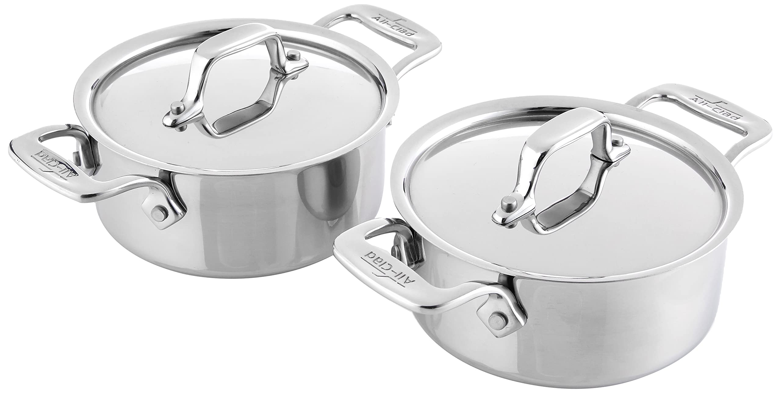 All-Clad Stainless Steel 2-Piece Ramekin Set with Lid - Oven & Broiler Safe Up to 600°F - Versatile Cookware for Baking, Soufflés & Meal Prep - Silver