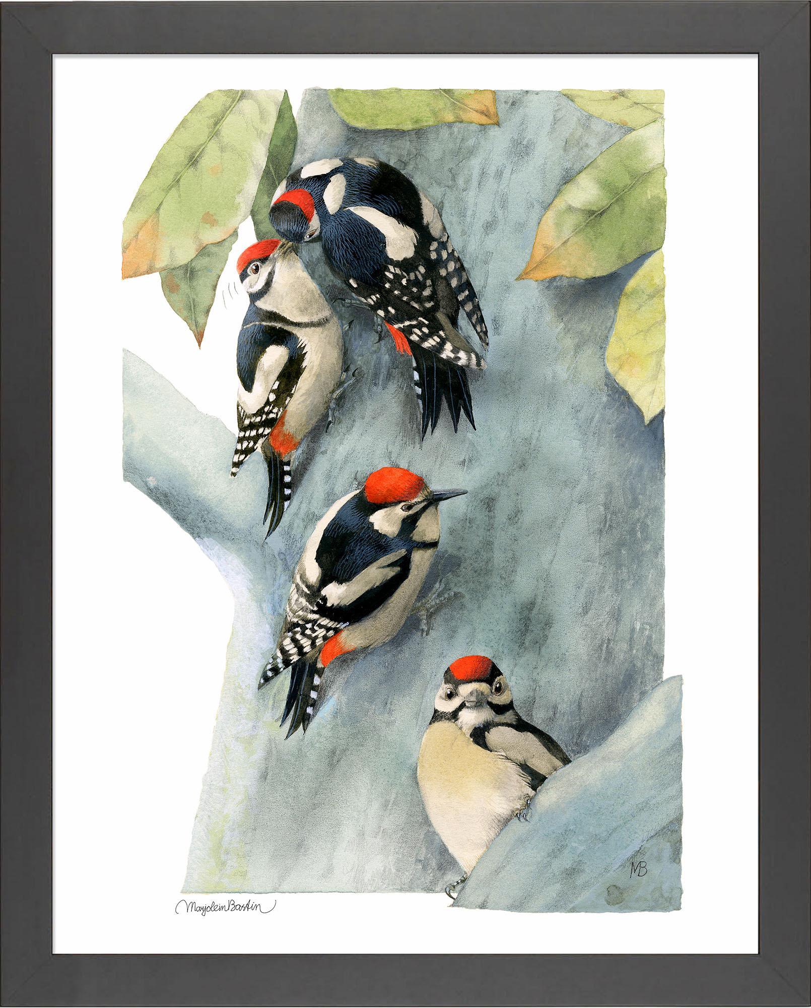 Spotted Woodpecker Family - Realistic Bird Figurine Set for Home Decor, Nature Lovers & Educational Use | Perfect for Kids' Room, Classroom & Wildlife Collections