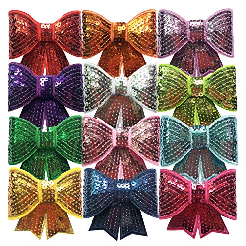 13pcs Toddler Girls Sequin Hair Bows - Glitter Alligator Clips for Baby, Kids & Teens - Perfect for Parties, School & Daily Hair Accessories by Chunx