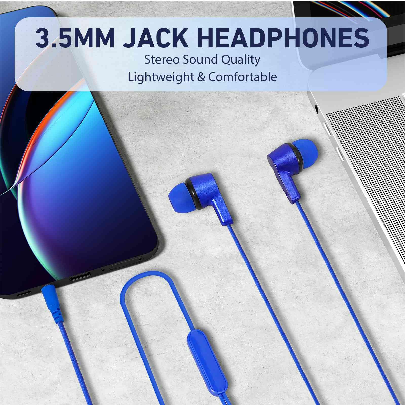 UrbanX R2 Wired in-Ear Headphones with Mic - Noise Isolating Earphones with Deep Bass & Tangle-Free Cord - Compatible with QMobile Noir X950 & Smartphones - Includes Silicone Tips for Comfort - Perfect for Commuting, Gaming & Work Calls