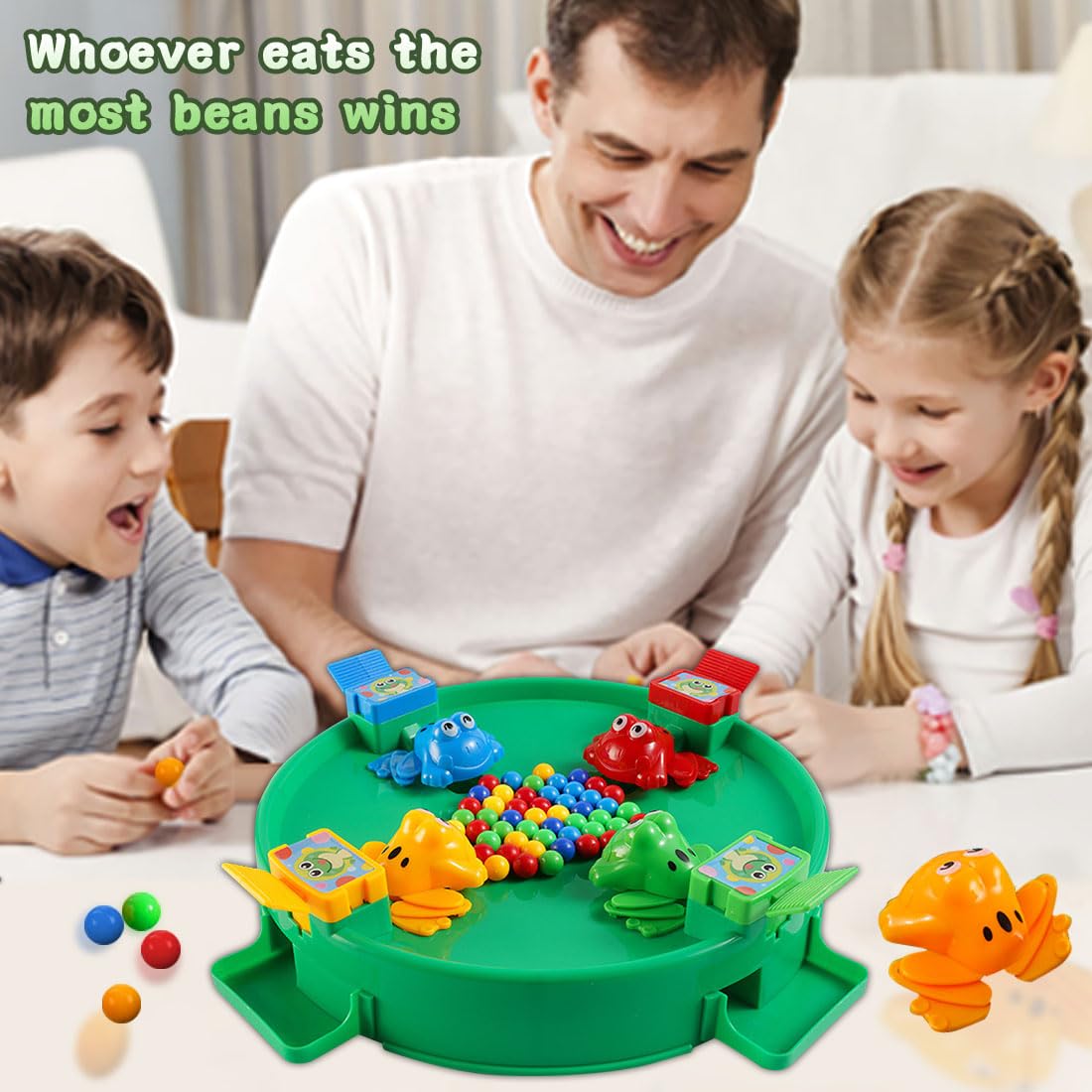 Hungry Frog Board Game - Fast Reflex & Fine Motor Skill Toy for Kids & Adults | Classic Plastic Bead Feeding Game for 2-4 Players | Preschool Learning, Family Game Night & Party Entertainment