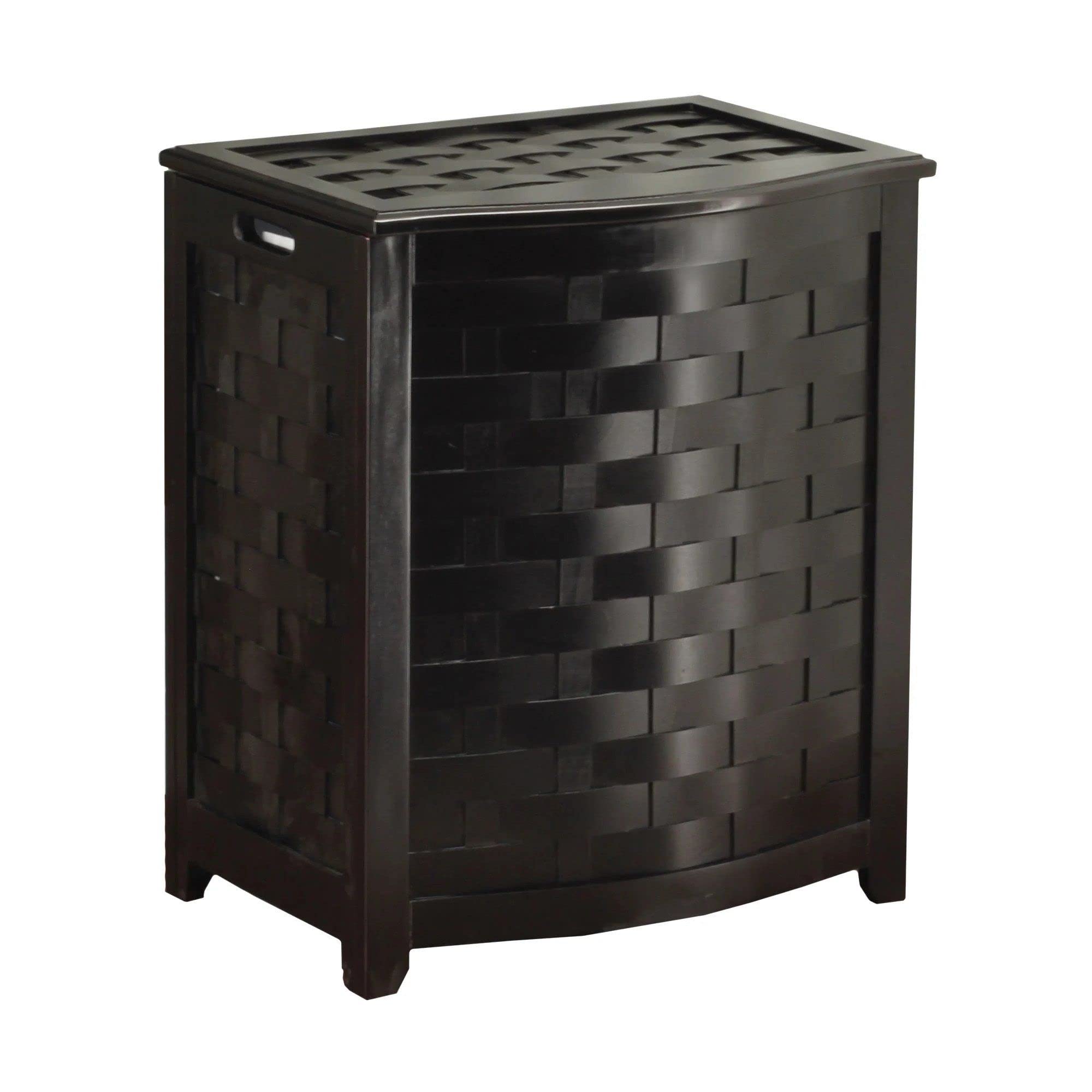 Stylish Mahogany-Finished Bowed Front Wooden Laundry Hamper with Removable Liner Bag - Perfect for Bedroom, Bathroom & Closet Organization