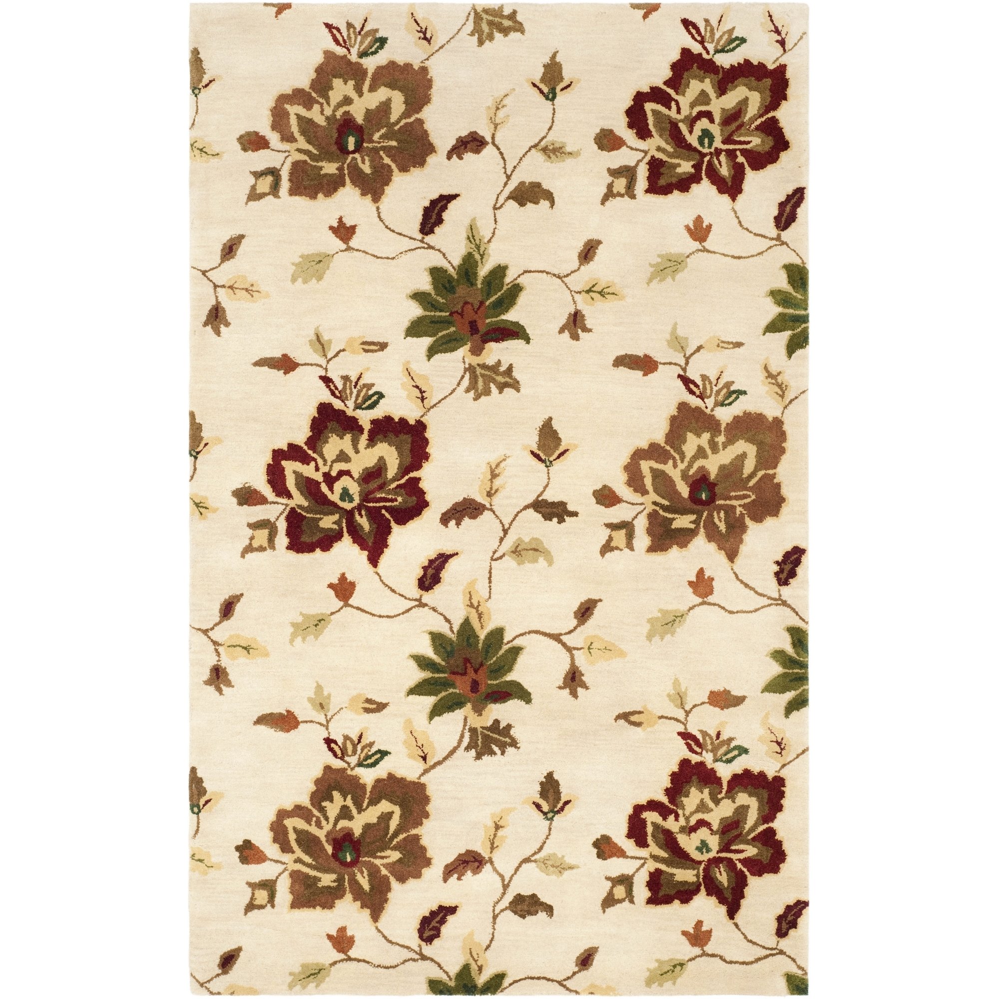 SAFAVIEH Jardin Collection 8' x 10' Ivory/Multi Handmade Floral Wool Area Rug - Premium Home Decor for Living Room, Bedroom & Dining Room