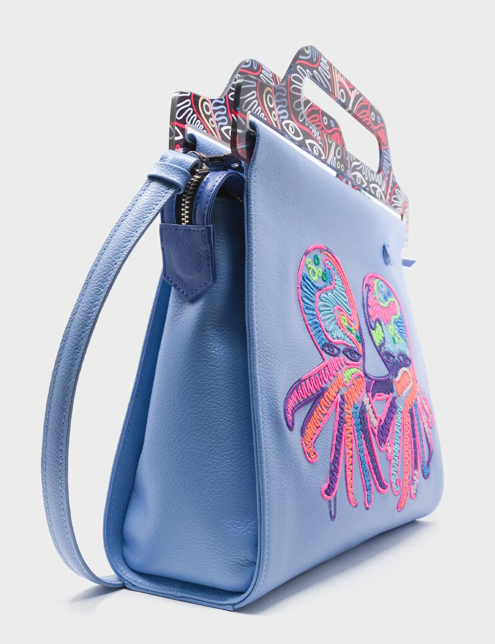 Manuel Vista Blue Leather Crossbody Handbag for Women - Stylish Shoulder Purse with Adjustable Strap by Studio O.C.T.O | Perfect for Work, Travel & Everyday Use