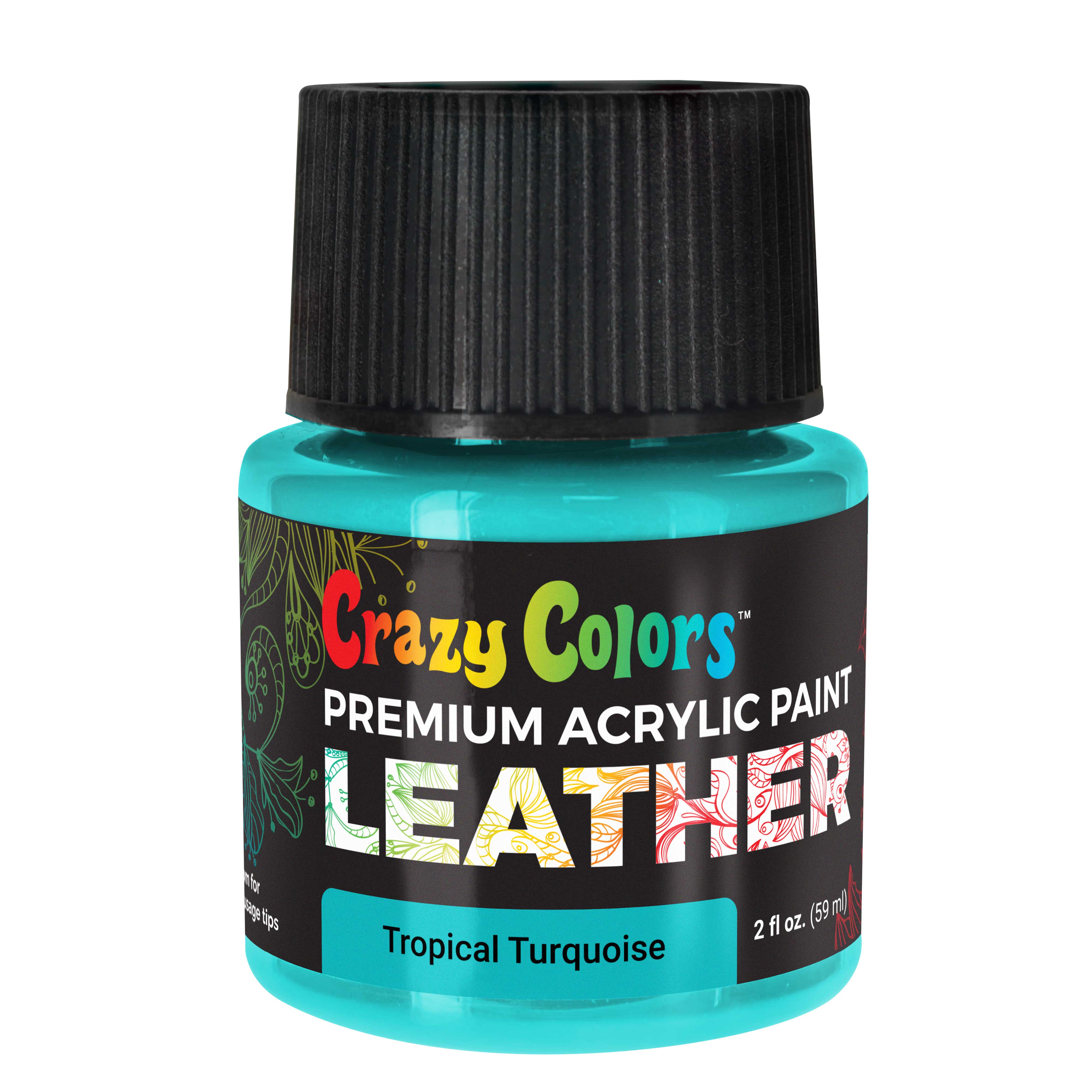 Premium Tropical Turquoise Acrylic Leather & Shoe Paint - 2 oz Bottle | Flexible, Crack, Scratch & Peel Resistant | Customize Sneakers, Jackets, Bags, Purses & Furniture | Perfect for DIY Art Projects, Shoe Customization & Leather Repair