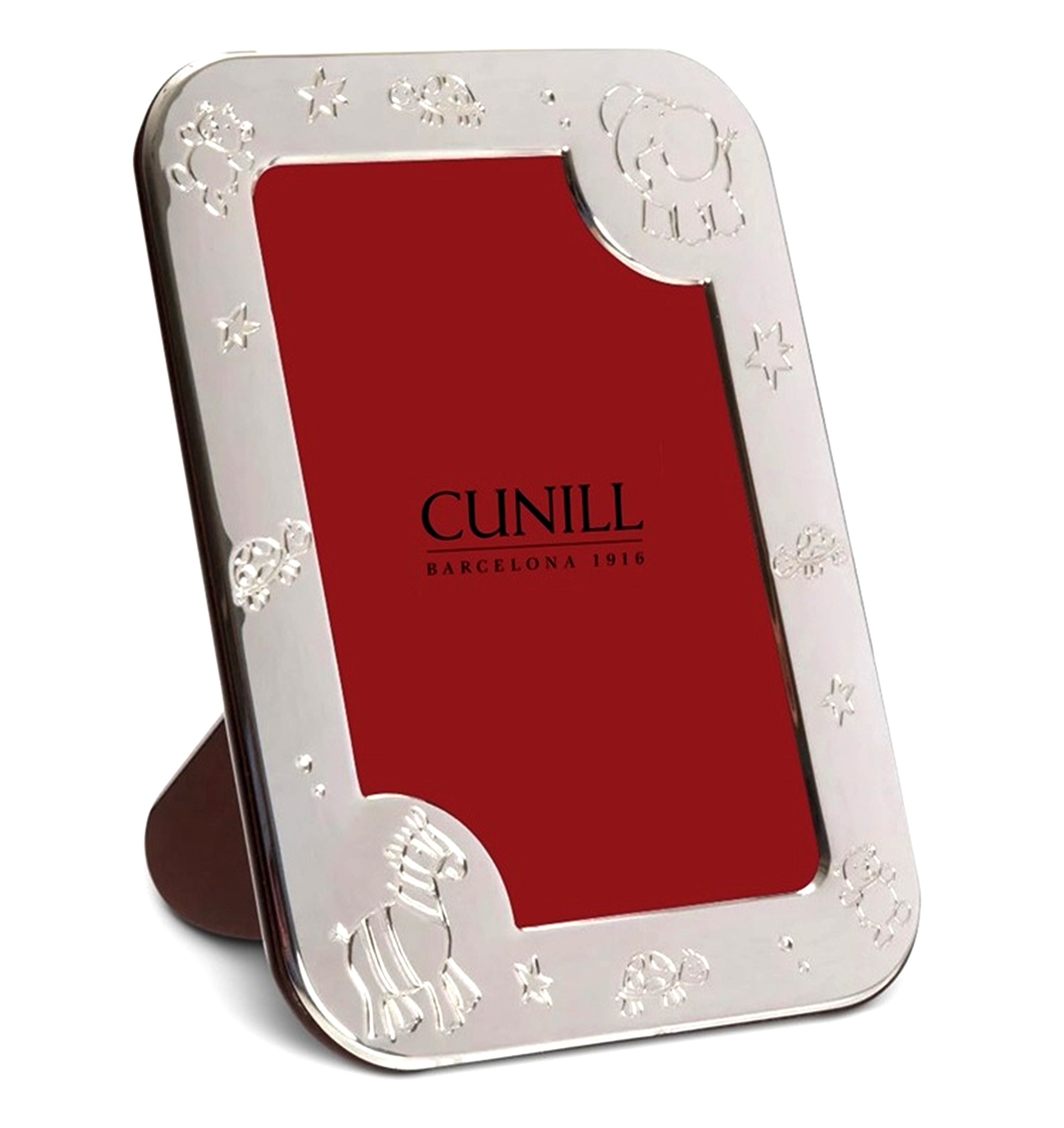 Cunill Sterling Silver Baby Zoo Photo Frame for 4x6 Inch Pictures - Perfect for Nursery Decor, Baby Showers & Gift Giving