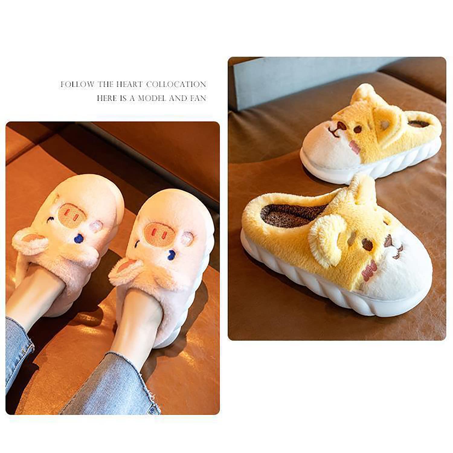 Cute Animal Slippers - Soft & Comfortable Warm Plush Cow, Frog, Pig, Dog, Deer & Bear Slippers for Women & Kids - Cozy Home & Lounge Wear