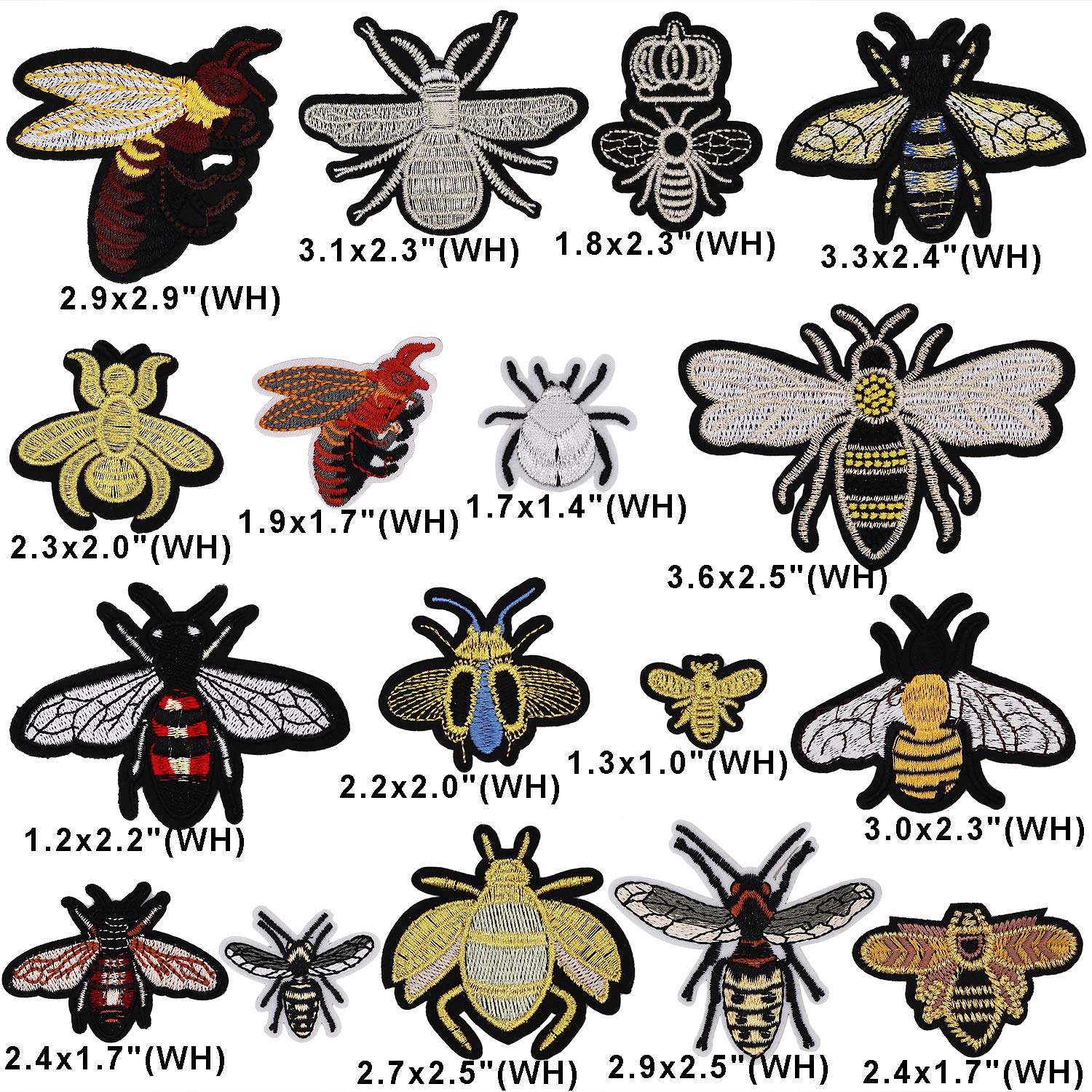 20pcs Bee Bumblebee Iron On Patches - Embroidered Insect Applique for DIY Jeans, Jackets, Kids Clothing, Bags & Hats - Custom Sew On Patches for Crafts & Fabric Decor - Perfect for Costumes, School Projects & Fashion Upcycling (Bee Design)
