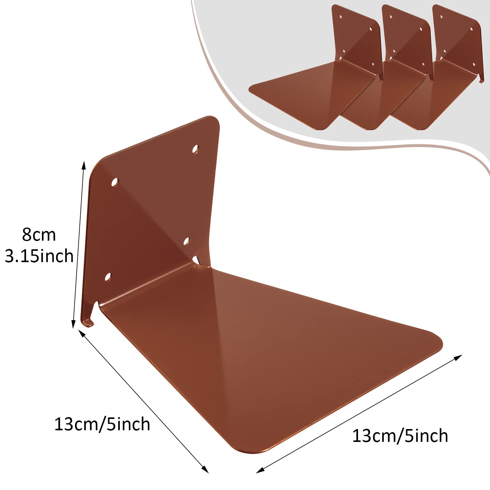 Jetec 6-Piece Invisible Floating Bookshelf Set - Heavy Duty Iron Wall Mount Shelves for Home, Office, Classroom & Library - Space Saving Book Display & Decorative Storage (Brown) - Perfect for Organizing Books, Photos & Decor in Small Spaces