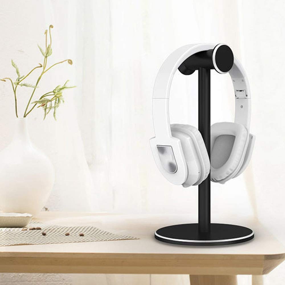 Premium Aluminum Alloy Headphone Stand - Universal Anti-Slip Headset Holder & Storage Rack for Gaming, Office, and Home Use (Black)
