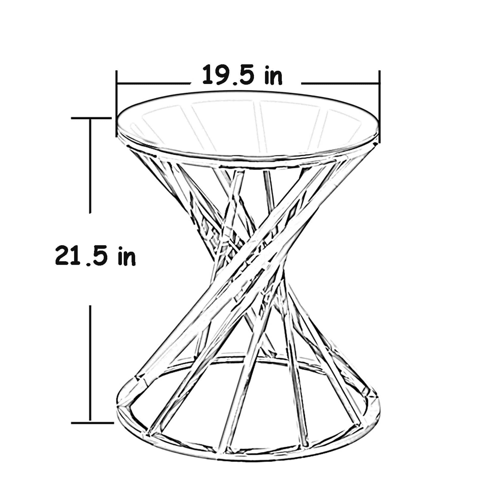 Modern Round Glass Top Side Table - 19.5