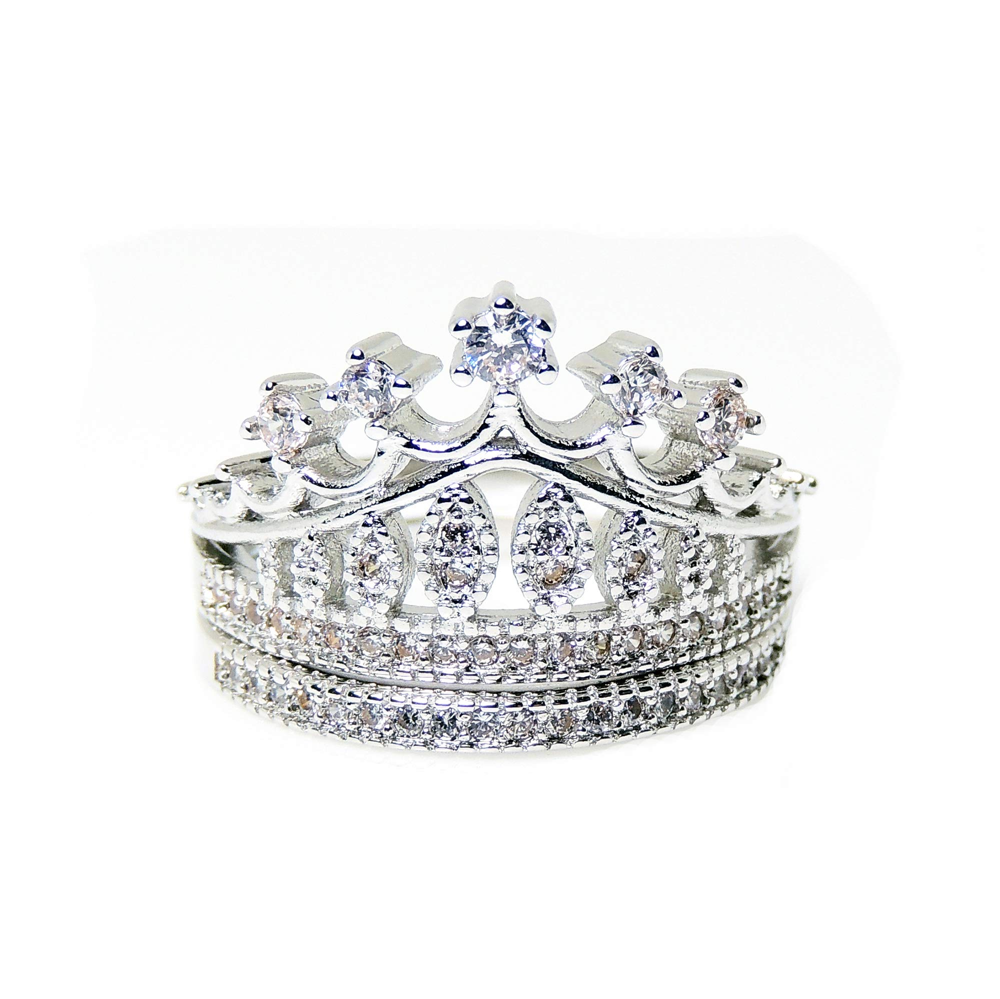 Lillett Crown Bridal Set - 2 Piece Engagement & Wedding Ring Set for Women, 14K White Gold Diamond Bridal Jewelry - Perfect for Proposals, Weddings & Anniversaries