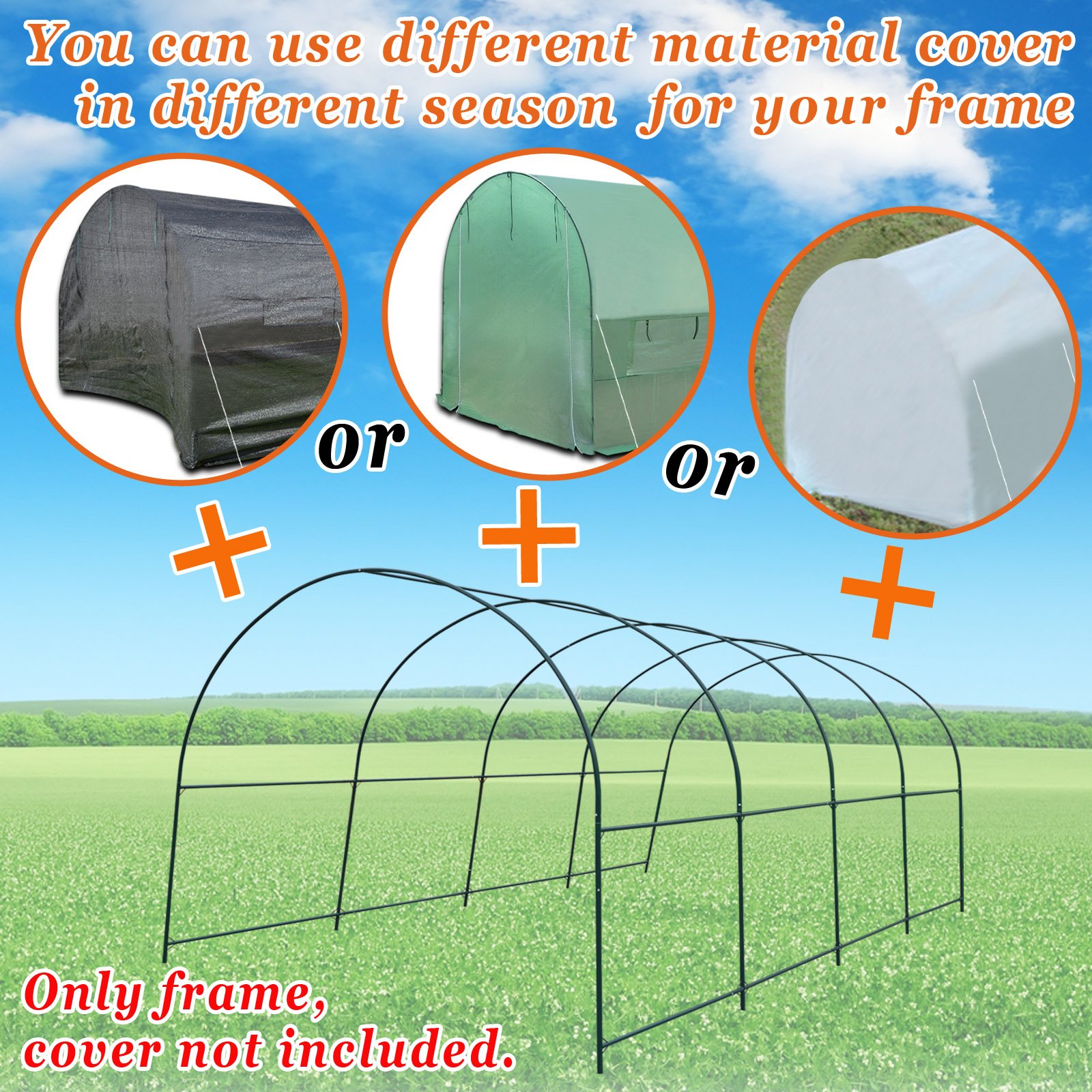 **Heavy-Duty 16' x 7' x 7' Greenhouse Replacement Frame for Large Hot Garden House – Sturdy Support for Climbing Plants, Flowers & Vegetables – Perfect for Backyard Gardening, Vine Growth & Year-Round Planting**