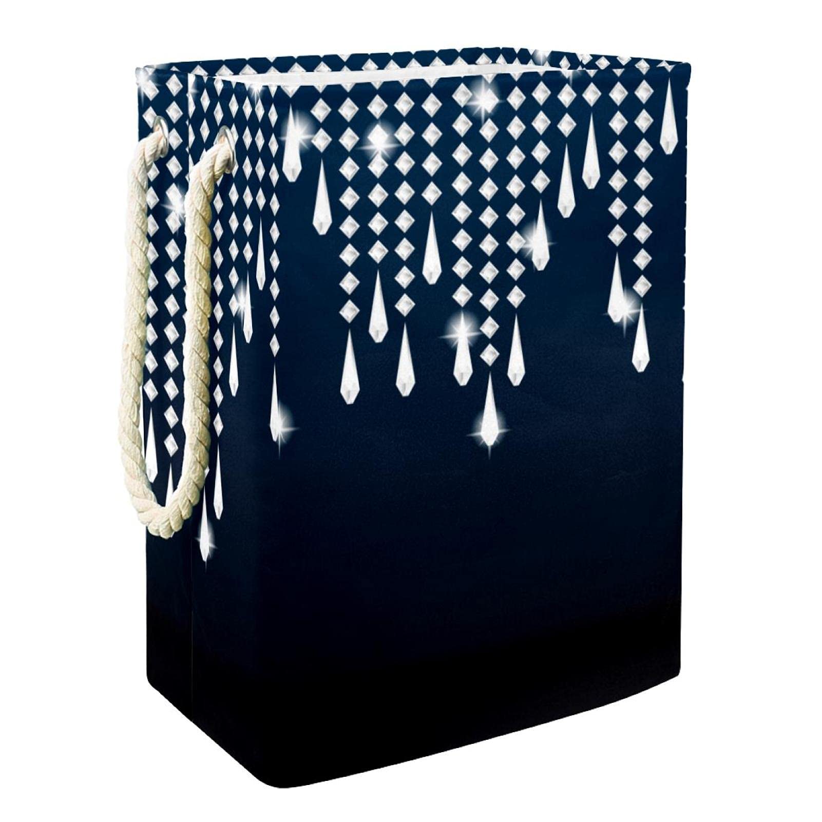 Sparkling Rhinestone Collapsible Laundry Hamper - Foldable Clothes Storage Basket with Sturdy Frame for Bedroom, Bathroom & Dorm Organization | Perfect for Small Spaces & Travel Use