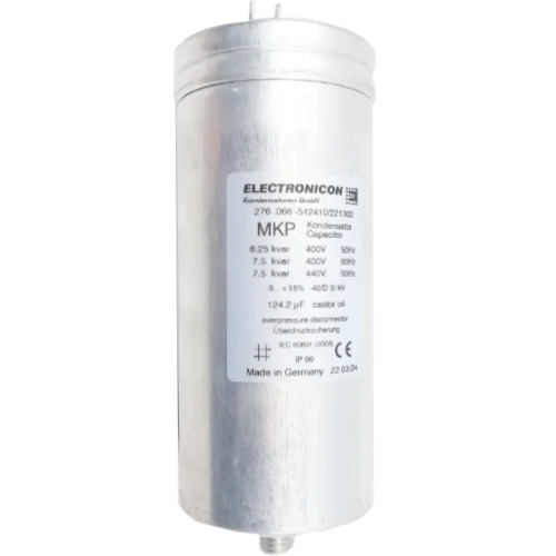 7.5 KVAR Single Phase Power Factor Correction Capacitor - 440V, 50Hz, 124.2uF, 65x148mm with Discharge Resistor - Ideal for Industrial Motors, HVAC Systems & Energy Efficiency Applications