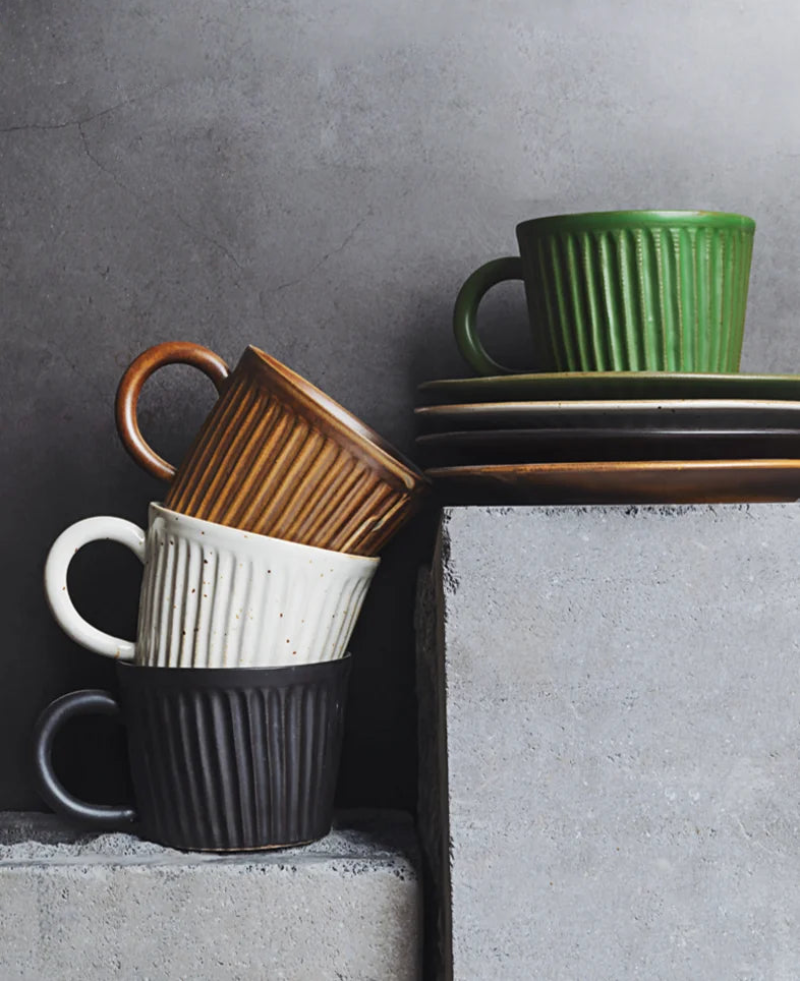 Premium Ridgeway Artisan Ceramic Coffee Cup & Saucer Set - Handcrafted Porcelain Tea Cup for Espresso, Latte & Cappuccino - Perfect for Home, Office & Cafe Use