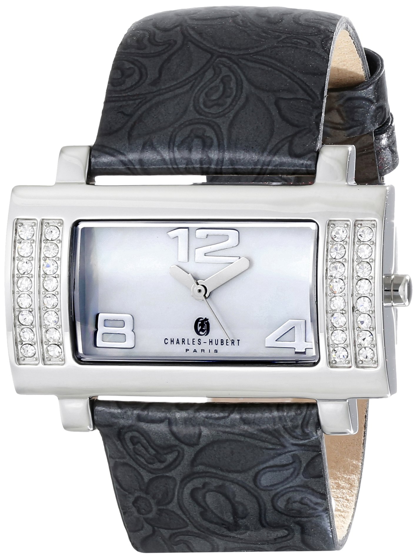 Charles-Hubert Paris Women's 6842-WB Premium Analog Watch - Japanese Quartz Movement, Black Leather Strap - Perfect for Business, Office & Formal Occasions